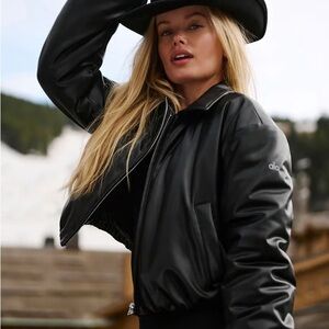 ALO Yoga Sleek Black Bomber Jacket